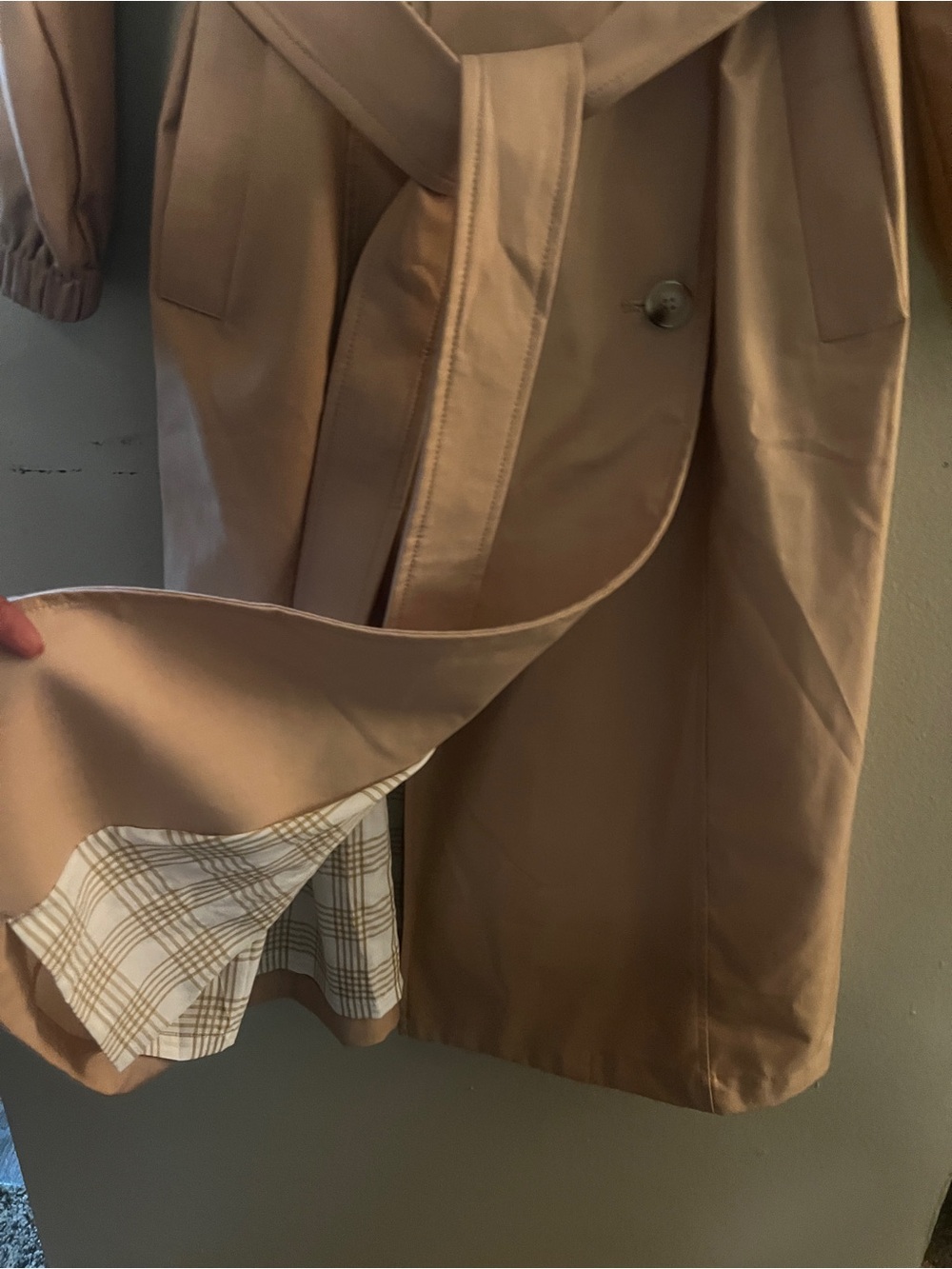 Anthropologie Greylin Nate Soft Twill Trench Coat Midi Belted Double Breasted XS - Picture 11 of 16